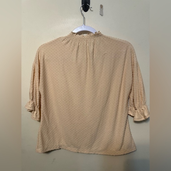 Madewell Clipdot Ruffle Top High Smocked Neck NWOT Size XXS Preppy Peasant Boho - Picture 5 of 5